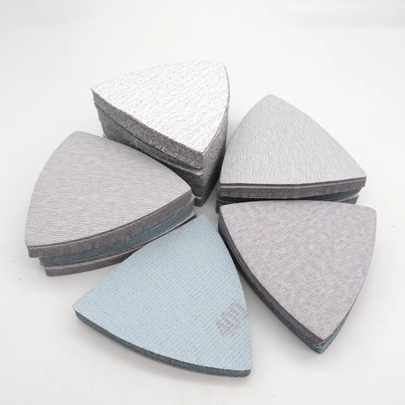 90x90x90mm segitiga Hook & Loop kering amplas 60-90 1000 Grit segitiga amplas