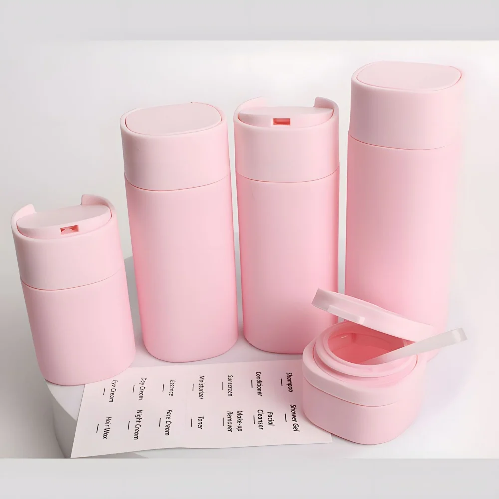 Juego de botellas dispensadoras de crema de viaje, 5 uds., botellas de viaje, juego de contenedores de artículos de tocador, aprobados por TSA, elementos esenciales de viaje