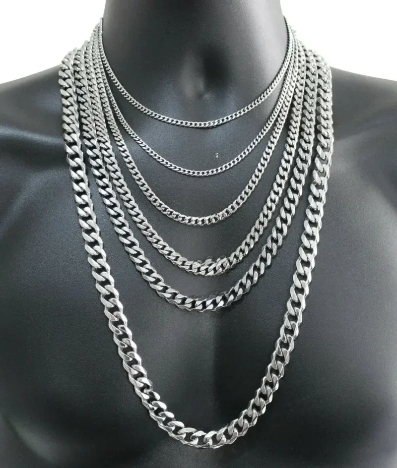 Men's 925 Sterling Silver Necklace 2/4/6/8/10/12MM 40-75cm Face Chain Necklace Lobster Clasp Men And Women Engagement Jewelry