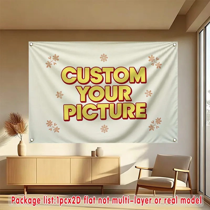 1 Piece 2D Custom Flat Banner, Extra-Large Textile Wall Tapestry Background, Durable Polyester Available in Large and Extra-Larg