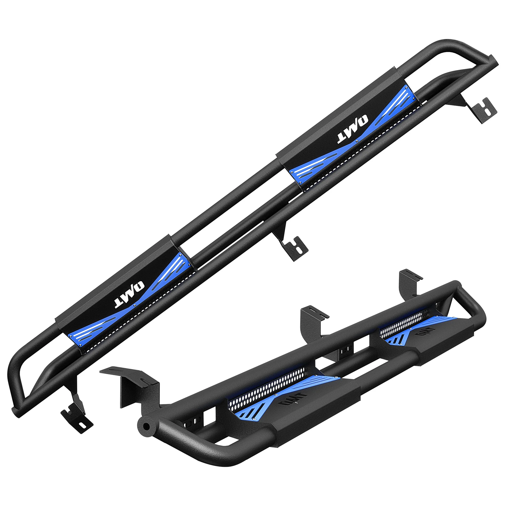 Marcadores OMT Pasos laterales compatibles con Toyota Tacoma doble cabina 2005-2023, Pasos laterales atornillados con placas de paso pintables