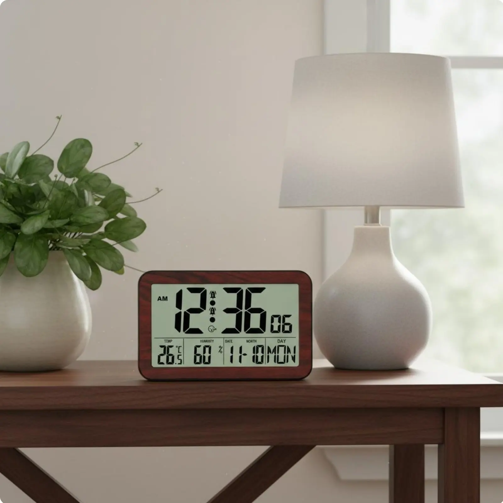 Digital Clock with Temperature and Humidity Snooze Function Large Display Digital Wall Clock for Living Room,Bedroom,Office