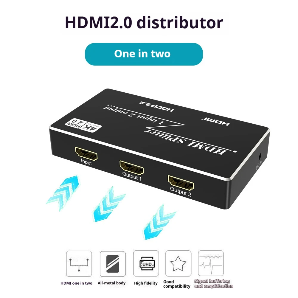 

HDMI Splitter Version 2.0 4K60 HD 1x2 EDID Switch Split Screen 1x4 Splitter Distributor Security Monitoring Line