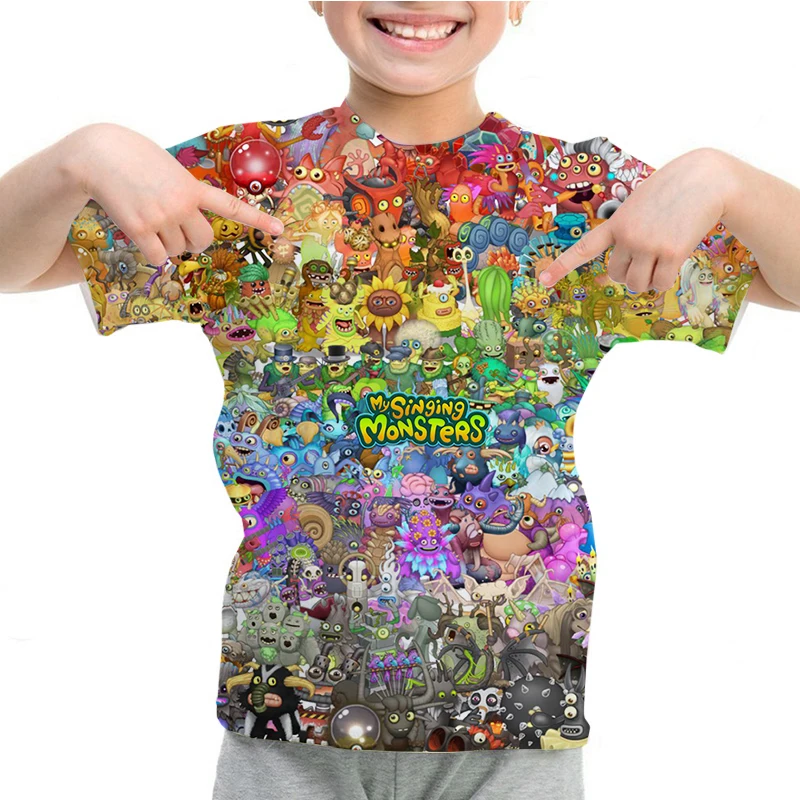 My Singing Monsters 3D Print T-shirt Boys Girls Summer 3D Cartoon Anime T Shirt O-neck Casual Tshirts Short Sleeve Children Tops