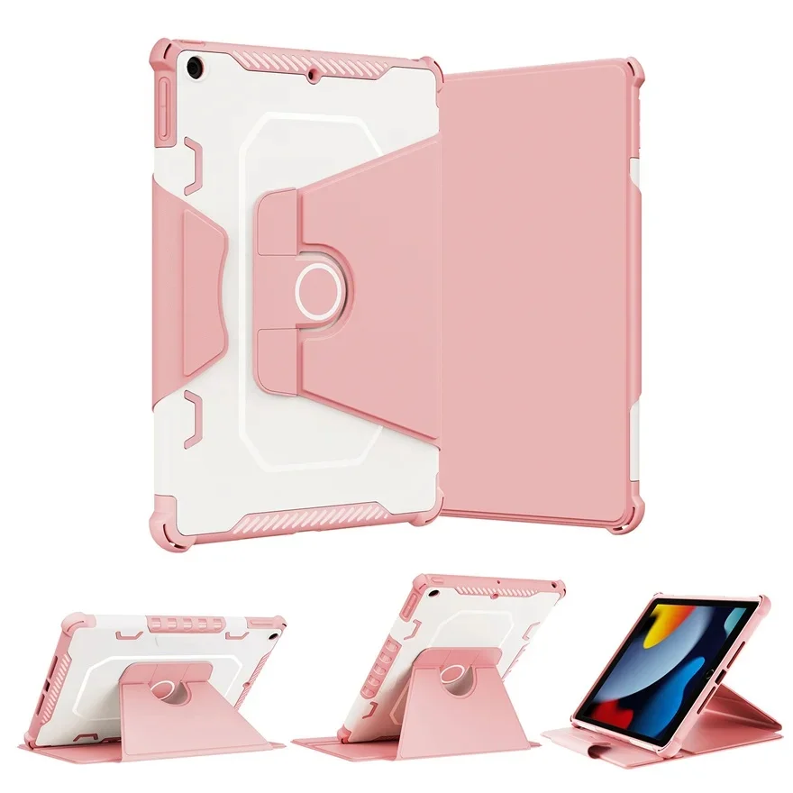 For iPad 10.2 Case PC+TPU Tablet Case for iPad 9th 8th 7th 10.2" Cover 360 Degree Rotation Shockproof Armor LeatherTablet Shell