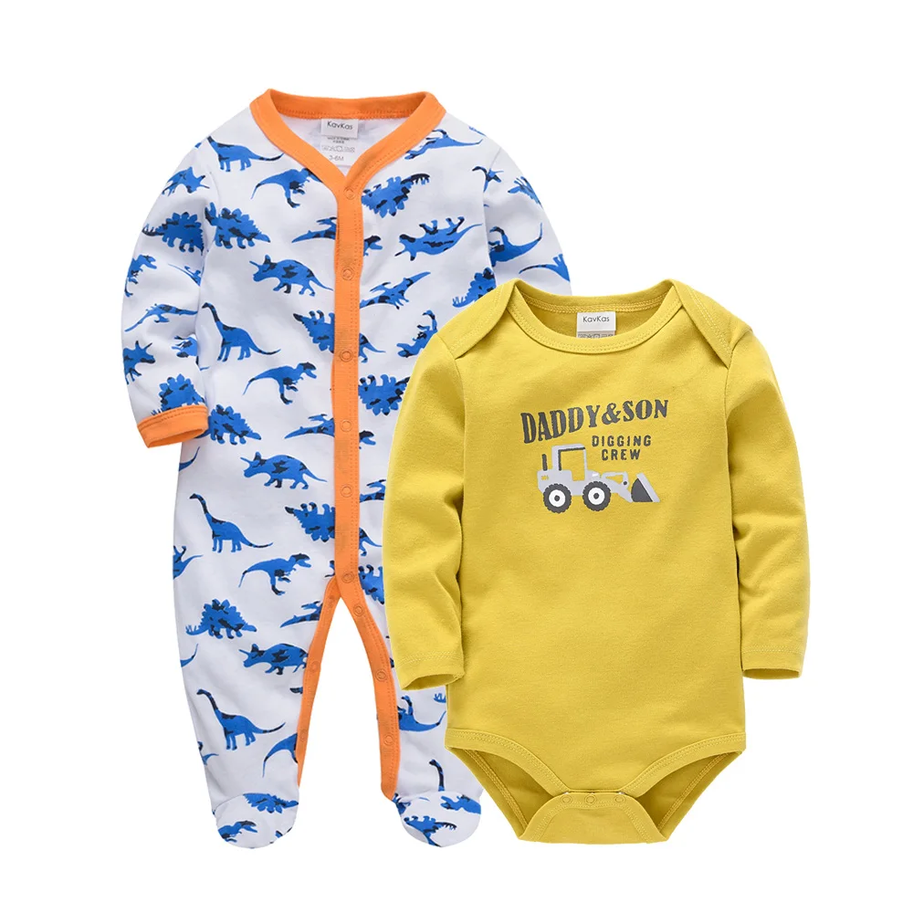 2PCS Baby Clothes Set Boys Cotton Romper Babies Girls Jumpsuit Clothing Long Sleeve Playsuit Outfit For Newborn 0-12 Month