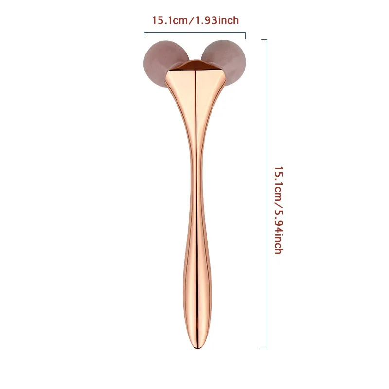 Instrumento de masaje con rodillo de Jade para el cuidado Facial, herramienta para el cuidado de la piel, jade de cuarzo rosa Natural, belleza y cuidado de la salud, cara en V