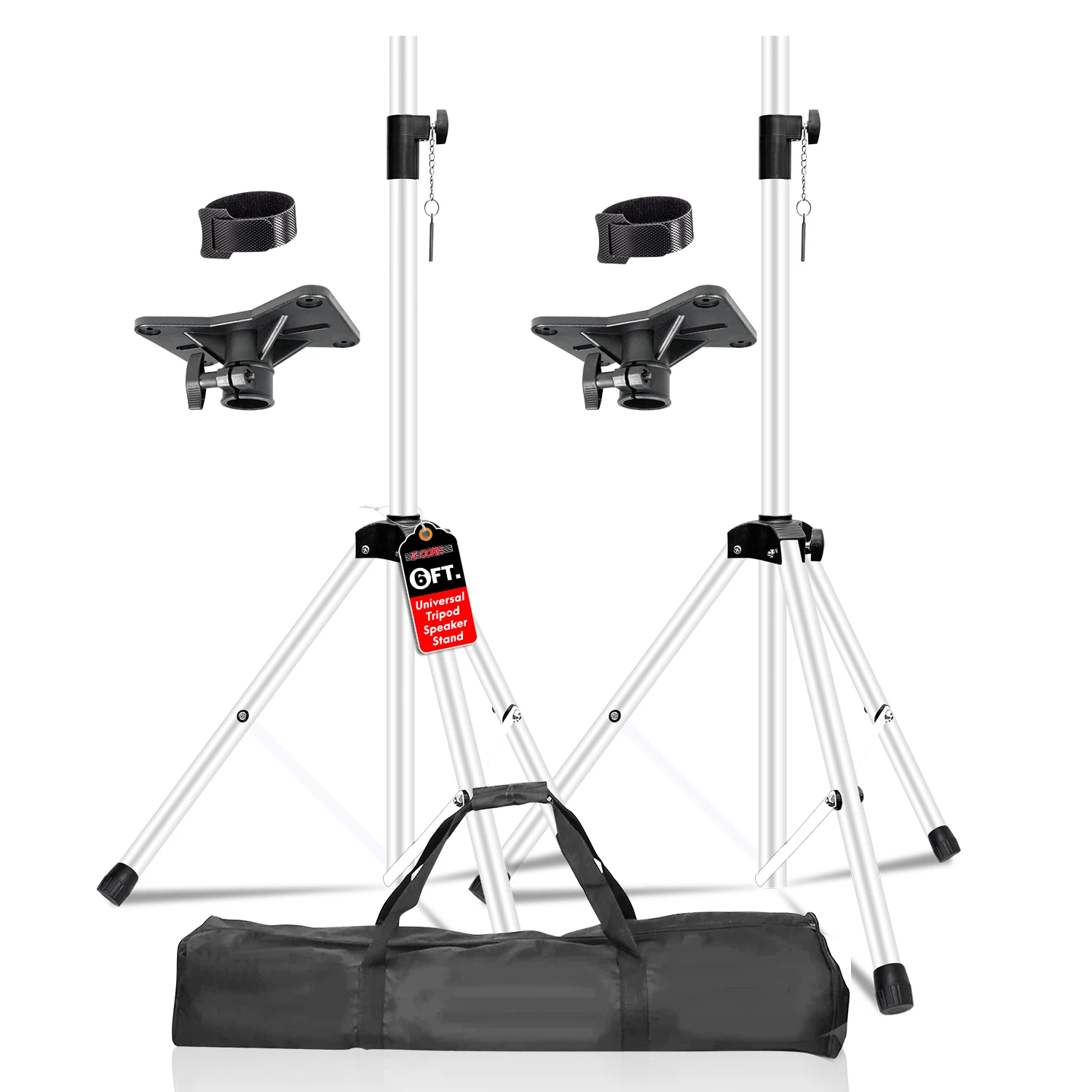 5 Core Speaker Stand Tripod Tall Adjustable 72 Inch DJ Pole Mount Studio Monitor Stands SS HD 2 PK WH BAG