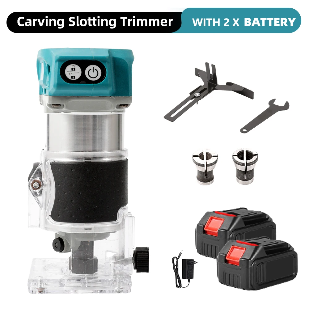 Brushless Wood Router Wood Trimmer Machine Electric Hand Trimmer Carpentry Tool Woodworking Trimming for Makita 18V Battery