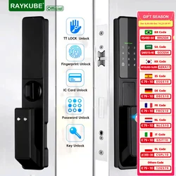 RAYKUBE AT1 TT Lock BLE Full-auto Advanced Electronic Fingerprint Smart Door Lock With TT Lock APP/NFC/Card/Password/Key Unlock