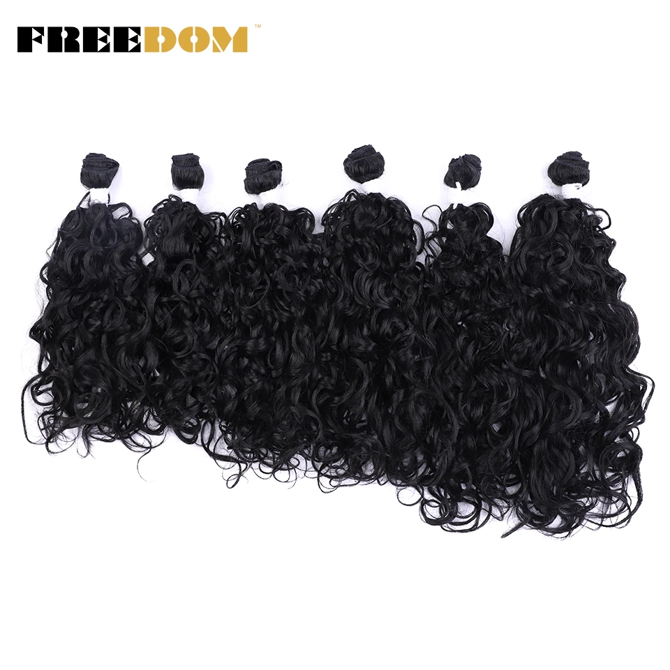 

FREEDOM Synthetic Curly Hair Weave Bundles Ombre Blonde 18 20 22 inches 6pcs Synthetic Hair Extensions High Temperature Fiber