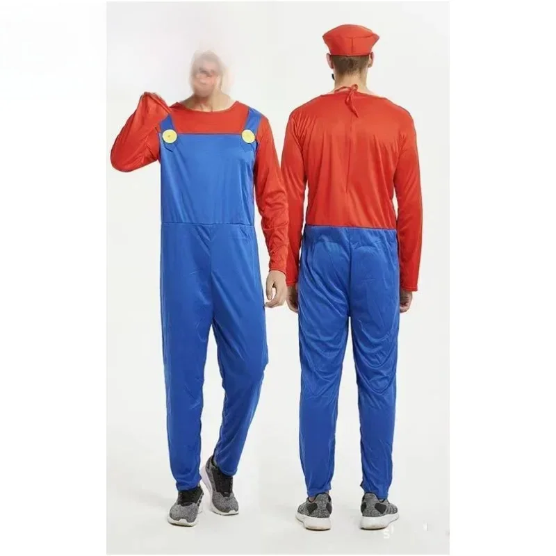 Anime Super Luigi Brothers Cosplay Volwassen Mannen en Vrouwen Jongens Meisjes Jumpsuit Baard Hoed Set Halloween Kostuum Rekwisieten - afbeelding 2