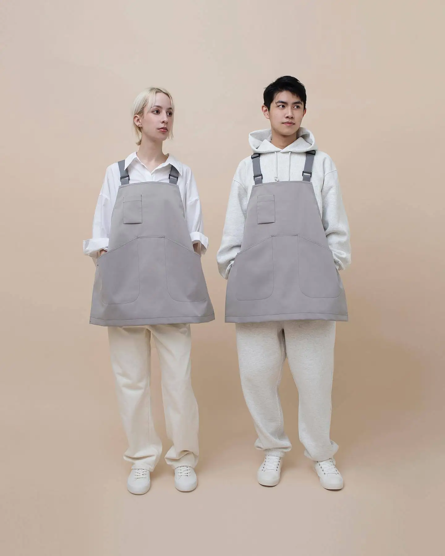 Waterproof Adjustable Apron for Men and Women, Cotton Coverall, Splicing Section, Waiter, Barber Work Apron, New