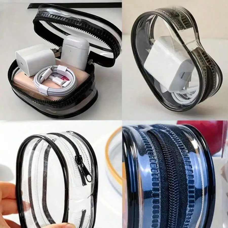 1 Piece Black/white Charger Storage Bag, Compact Transparent Design, Perfect for Chargers and Travel Accessories, Daily Carrying - Image 6