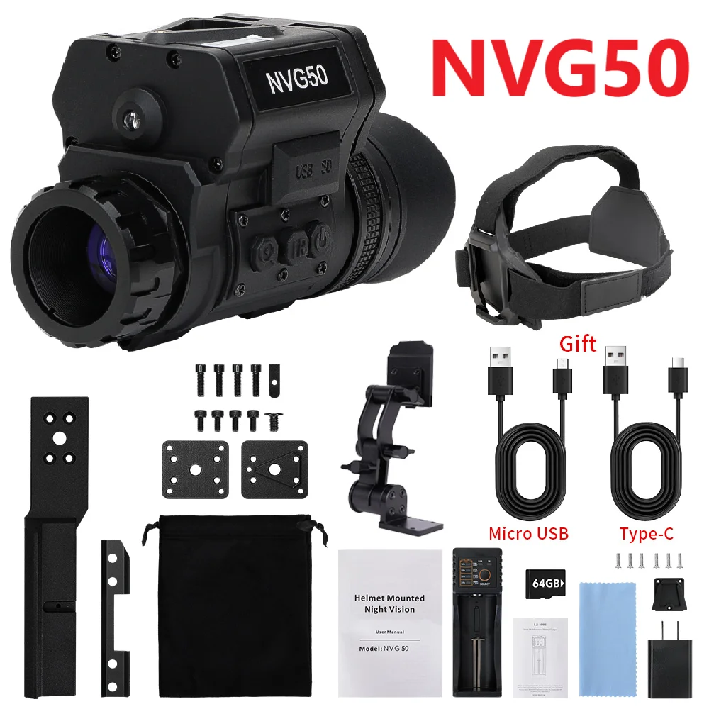 NVG50 helmet digital night vision long range 45°goggles scope WIFI 940nm IR high power monocular for camping observe wildlife