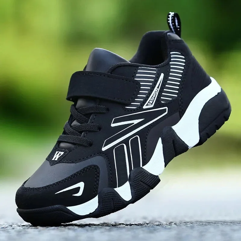 Modne dziecięce trampki Chłopięce buty do tenisa Wygodne skórzane buty do biegania Lekkie dziecięce sportowe buty do chodzenia na świeżym powietrzu — zdjęcie 2