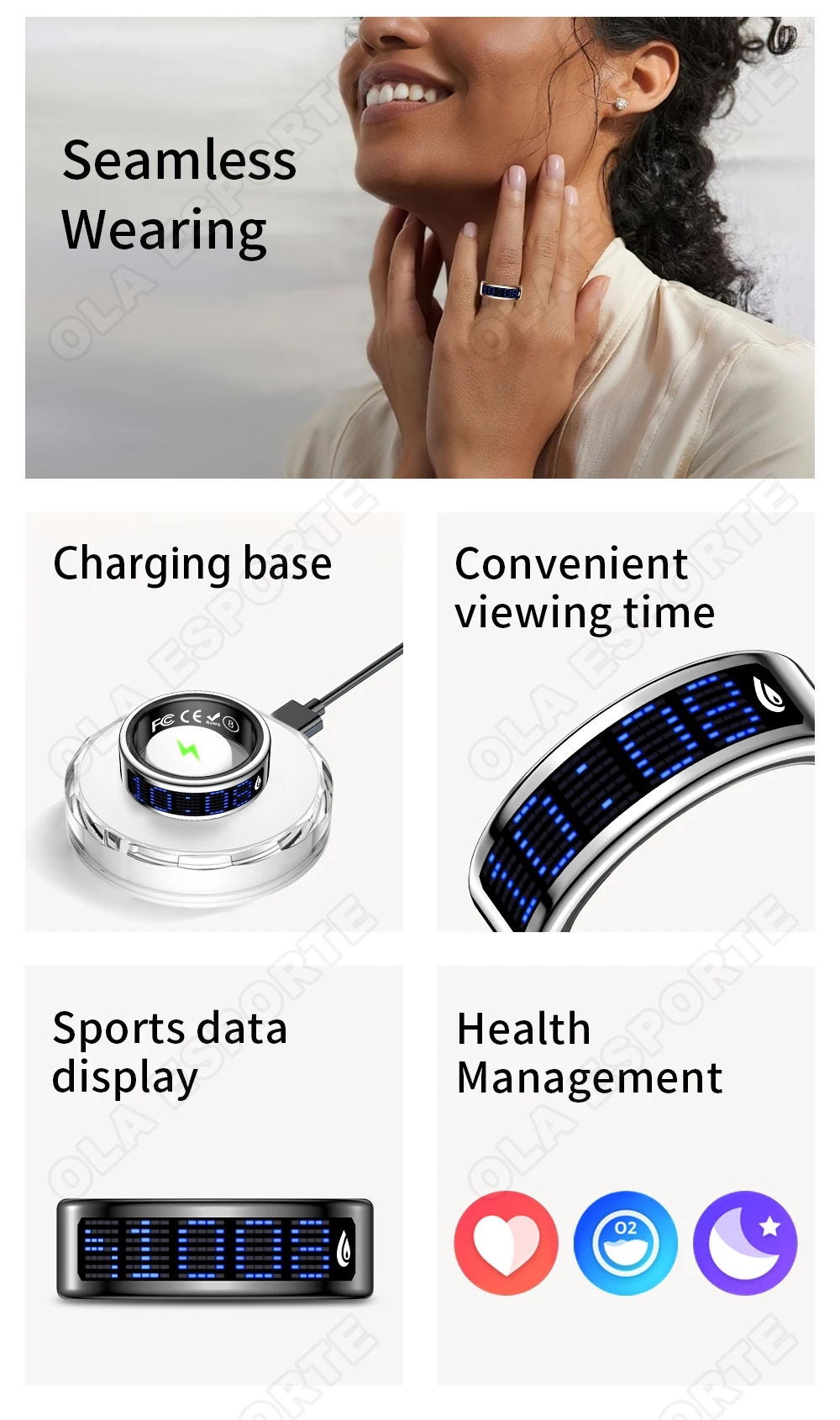 USA Free Shipping Gift Sport Smart Ring for Men Time Display Heart Rate Monitor Healthy Waterproof  Step Count Take Photo Smartring for Women Rings