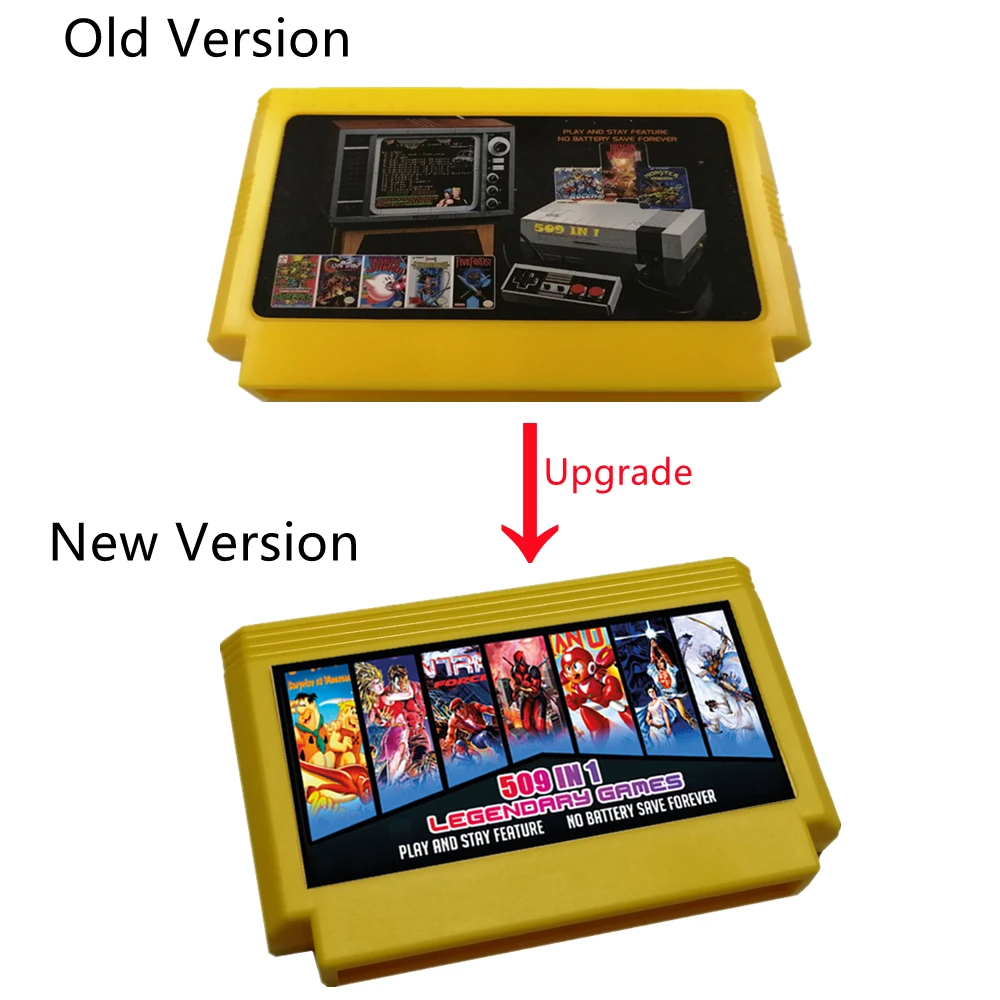 Alta qualidade chip 8 bit jogo cartucho para fc vídeo game console com 509 livre clássico cartão de jogos para 60 pinos vídeo da família
