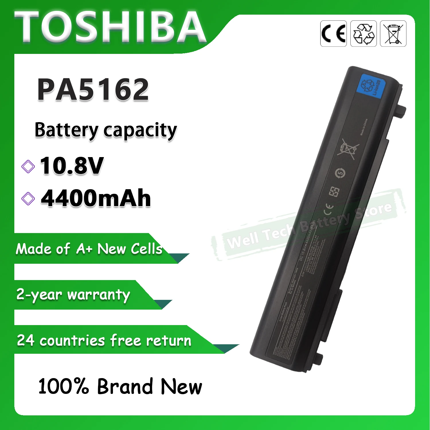 10.8V 4400mAh PA5162 Laptop Battery For PORTEGE R30-AK01B R30AK01B R30-AK03B R30AK03B R30-AK40B R30AK40B  R30-A-17C R30A17C