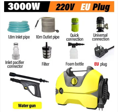 3000W Elektrische Hogedrukreiniger Draagbare Wassen Auto Pistool Veelzijdige Wasmachine Voor Tuinvloeren Thuis & Auto Wasmachine pistool - afbeelding 1