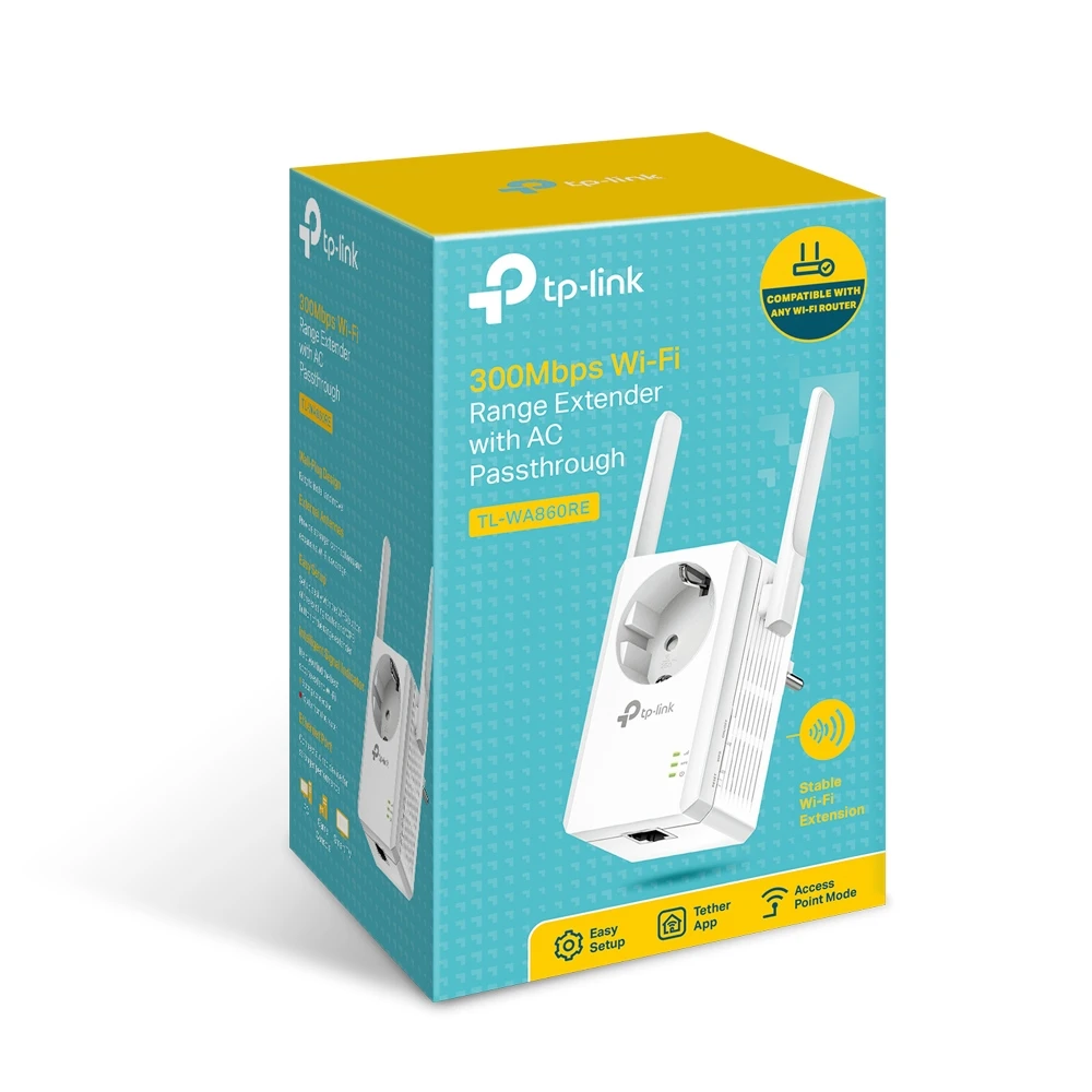 TP-Link TL-WA860RE Range Extender, 300 Mbps N Wireless Plug Socket Dual Antenna Range Extender