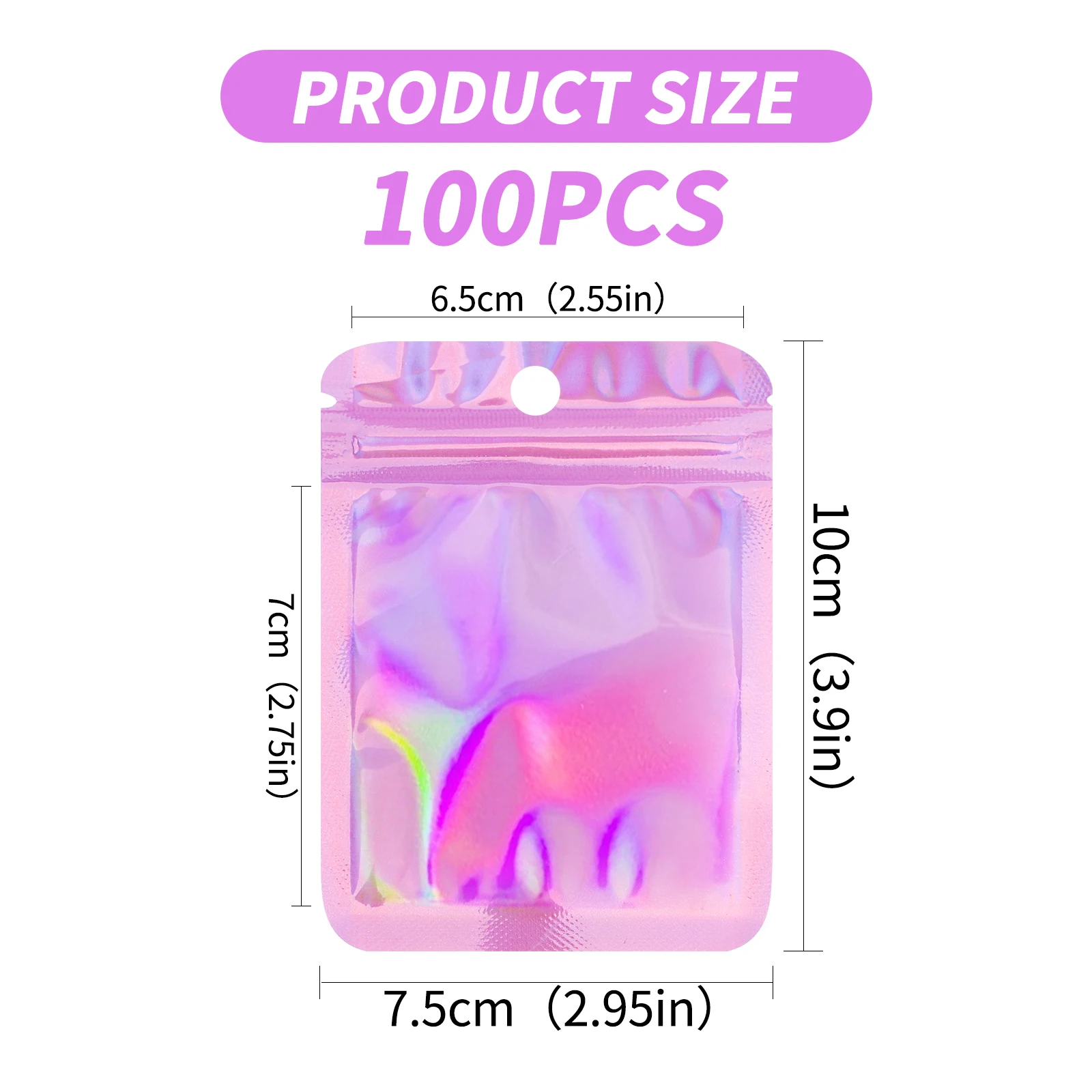 Laser blue Pink Ziplock bag 1 pack 100pcs Mylar foil ziplock bags Resealable packaging bag deodorant food storage bag