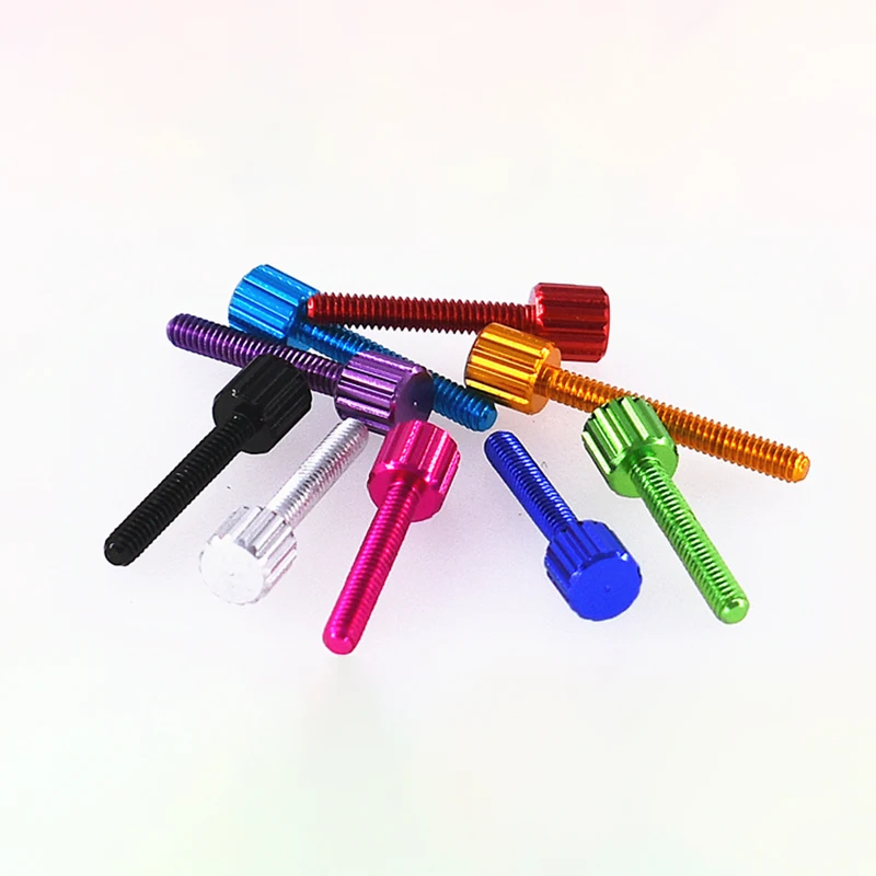 M2 x 4, 8, 12, 15mm 다채로운 알루미늄 합금 널링 엄지 나사, 손으로 조여주는 손가락 나사 DIY, 컴퓨터 케이스, 모델 비행기용, 5 개