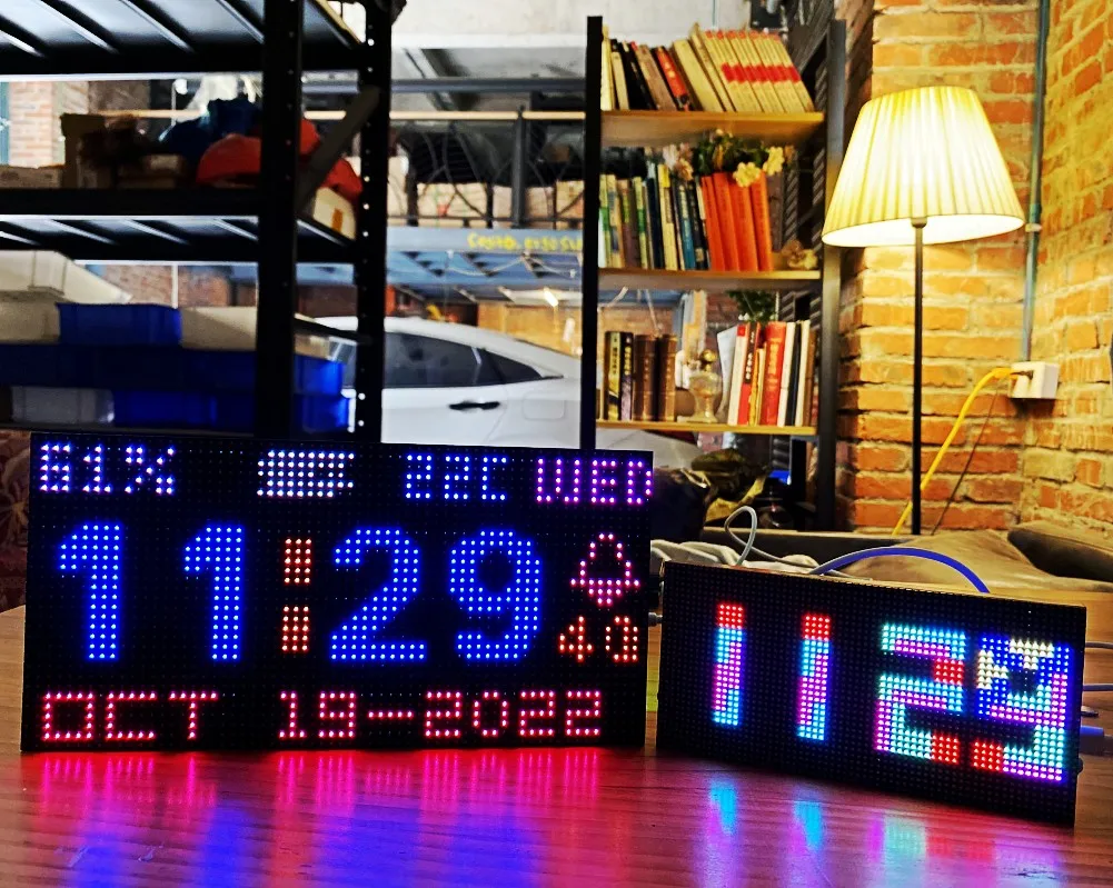 Cool Digital Clock NTP Alarm Clock RBG Matrix led display ESP8266 electronic DIY cool toy gift