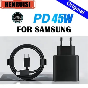 삼성 초고속 충전기 케이블, USB C 타입 케이블, 안드로이드 휴대폰 전원 어댑터 블록, 태블릿 삼성 갤럭시 S23 용, 45W