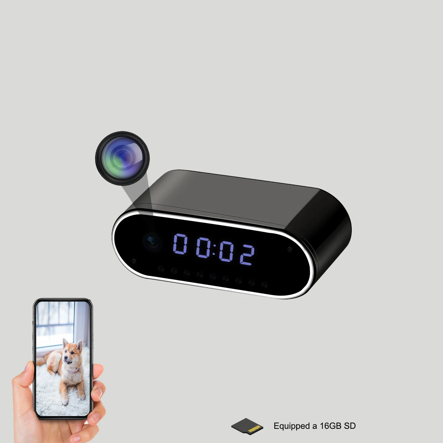 

Умная камера-часы 4K Ultra HD с SD-картой 16 ГБ Беспроводные камеры WiFi-6 с ночным видением 110 ° Регистратор угла обнаружения движения