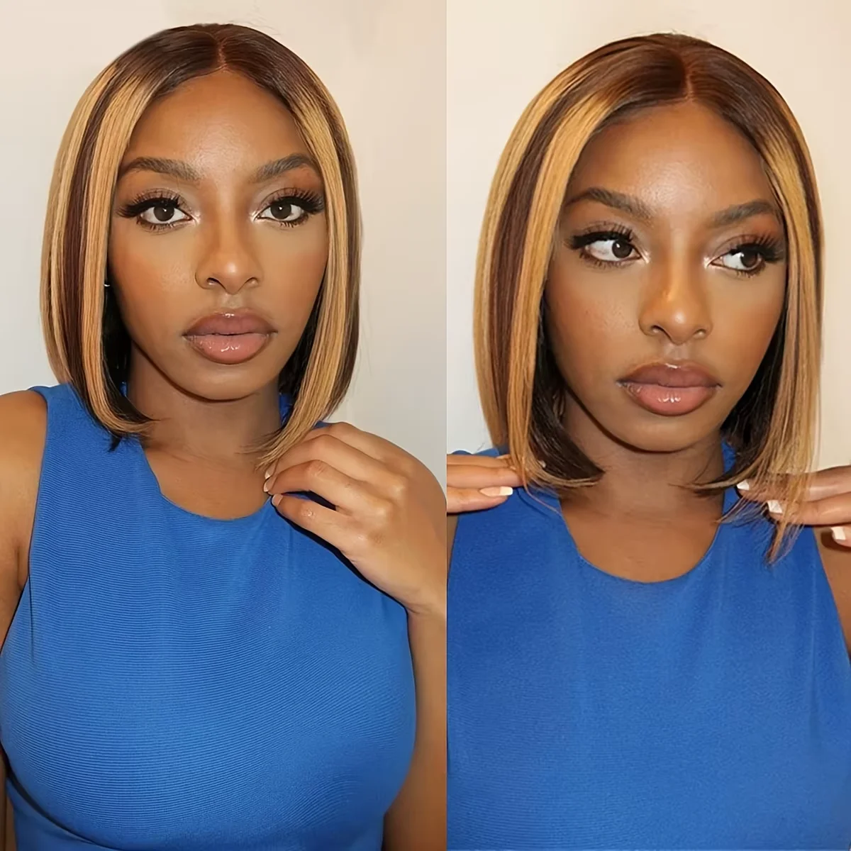 

230% P4/27 Short Bob Wig 13x4 Straight Hd Transparent Lace Frontal Human Hair Wigs Highlight Blonde Pre Bleached Short Bob Wigs