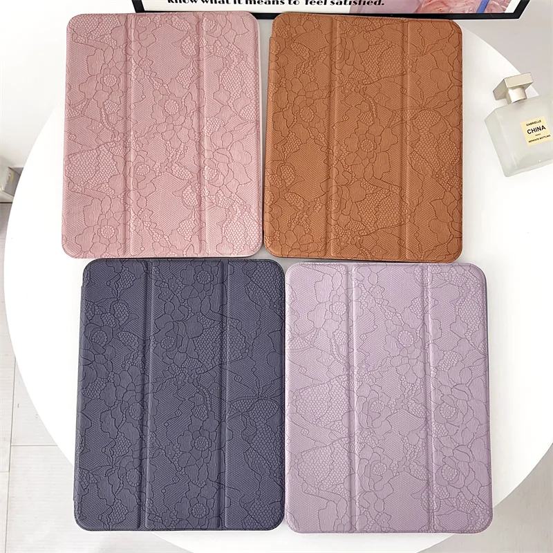 Embossed Flower Tablet Case For iPad Pro 11 inch Air 2024 iPad Air 5/4 10.9 10 5/6/7/8 10.2 9.7 inch Air3 10.5 mini 6/5/4 Cover