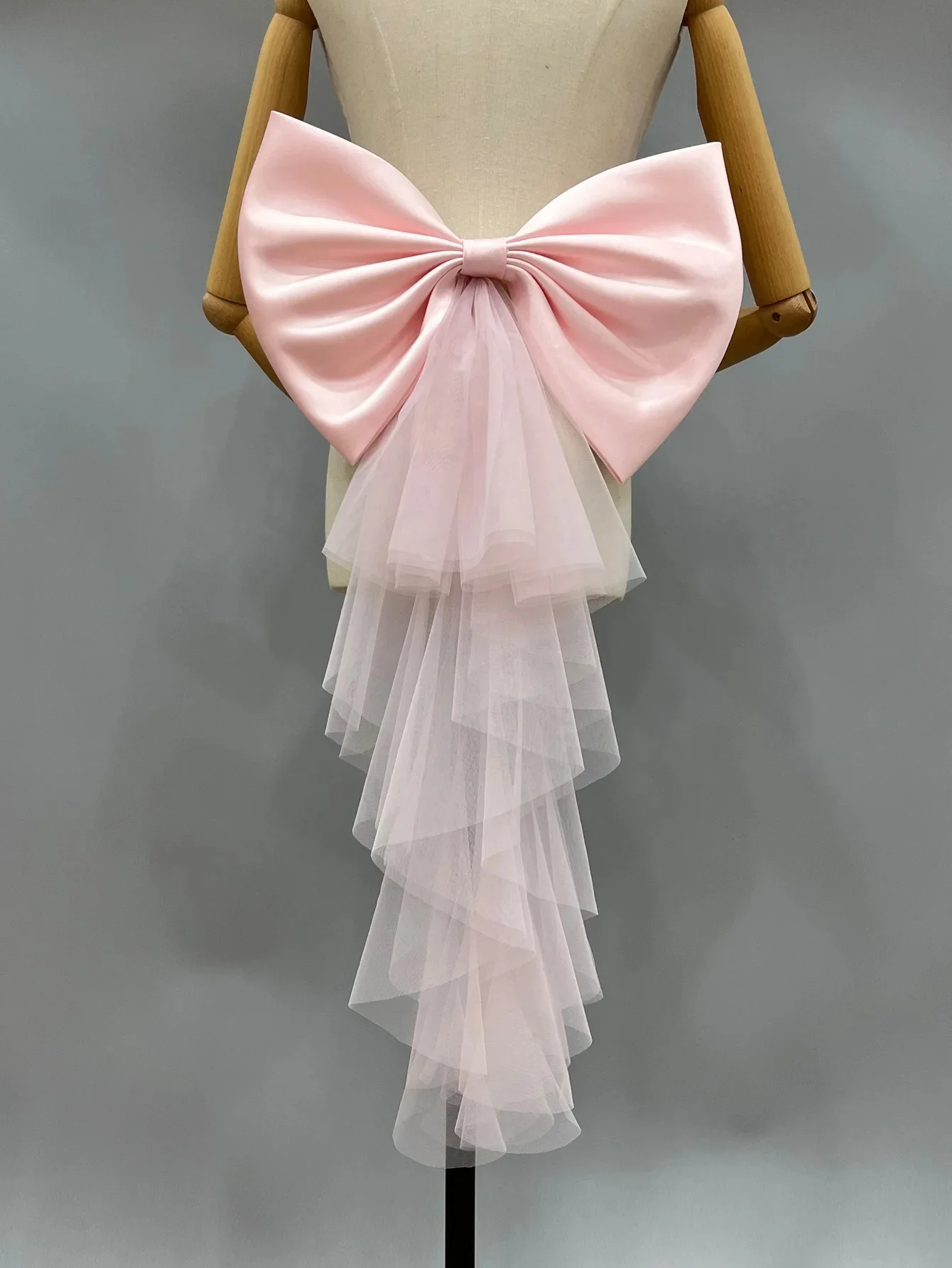 Robe de mariée élégante en Satin et Tulle détachable, décorations pour robe de mariée, ceinture de mariée, gros nœud en Satin, accessoires