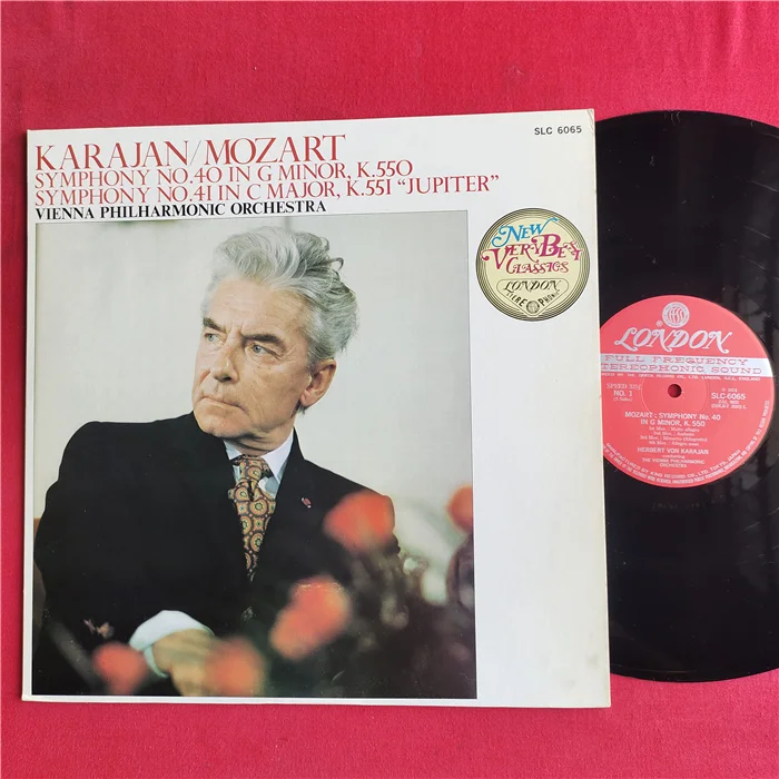 

Old 33 RPM 12 inch 300cm Vinyl Records LP Disc Karajan Conductor Classic Music Mozart Symphony 40 41 Used