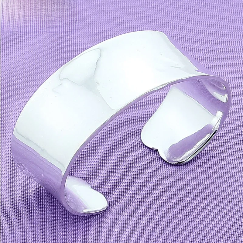 DOTEFFIL 925 Sterling Silver 30mm gładka bransoletka bransoletka dla kobiety mężczyzna ślub zaręczyny moda urok Party biżuteria — zdjęcie 2