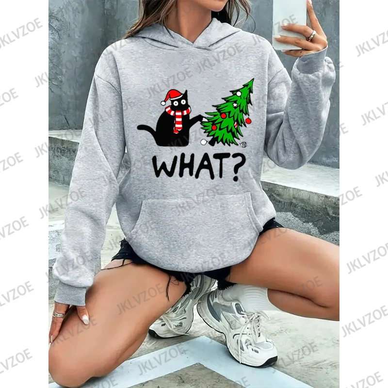 Autumn New Christmas Hoodies Cat&Christmas Tree 3D Print Hoodie Men Women Fashion Casual Sweatshirts Pullovers New Year Gift