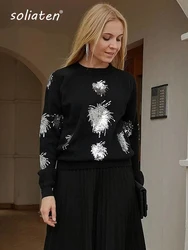 New Year Women Christmas Sweater Knitwear Shiny Beaded Classic High-End Viscose Blend Sweater Women Rock Girl C-109