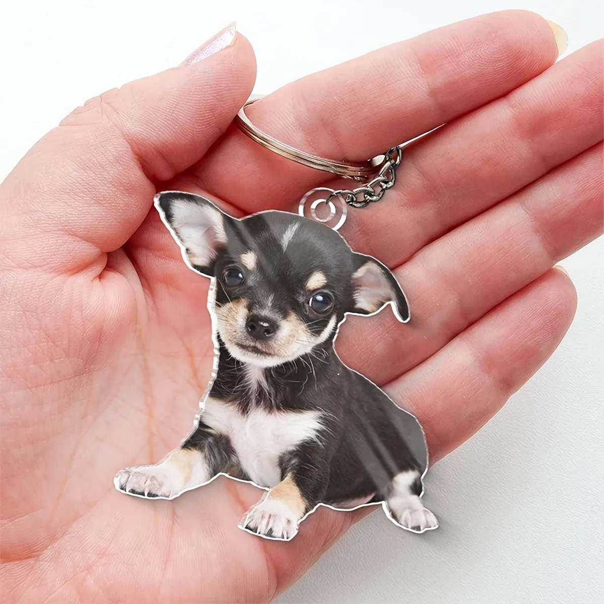 Personalized Custom-Cut colorful Photo Keychain, Acrylic Decorative Pendant, Laser-Cut Shaped Transparent Acrylic Keychain view 2
