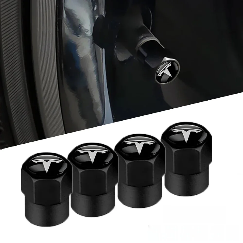 Bouchons de Valve de pneu de roue en alliage d'aluminium 3D, accessoires automobiles pour Tesla modèle 3 modèle S modèle X bobine Mod K80 Roadster Invader 4 pièces