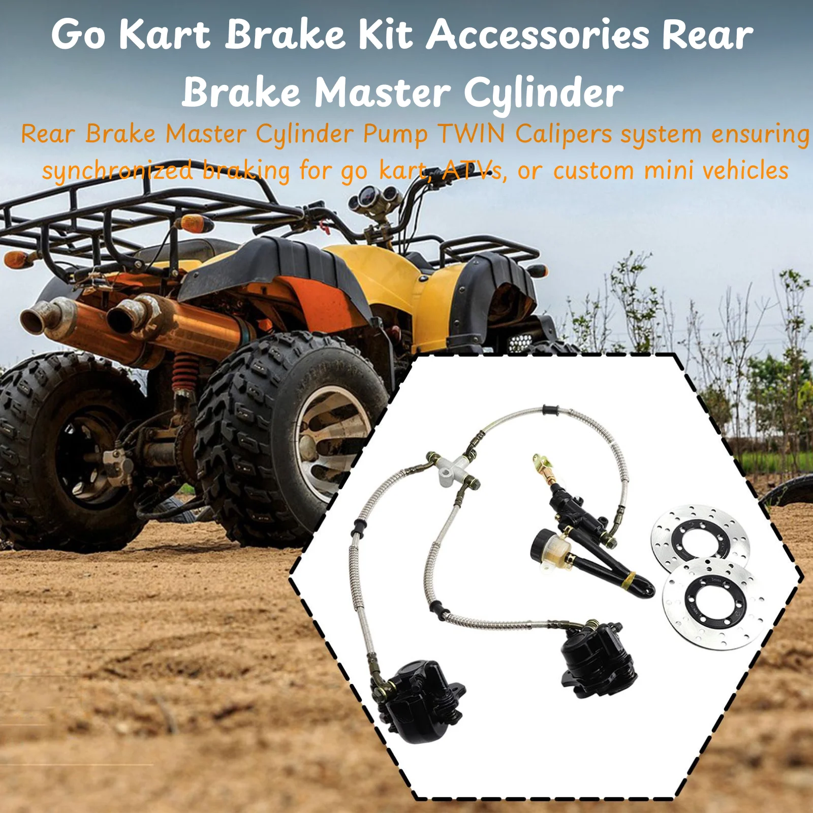 

Go Kart Brake Kit Accessories Double Hydraulic Disc Brake Master Cylinder Foot Brake Pump Assembly for 125cc 150cc 200cc 250cc