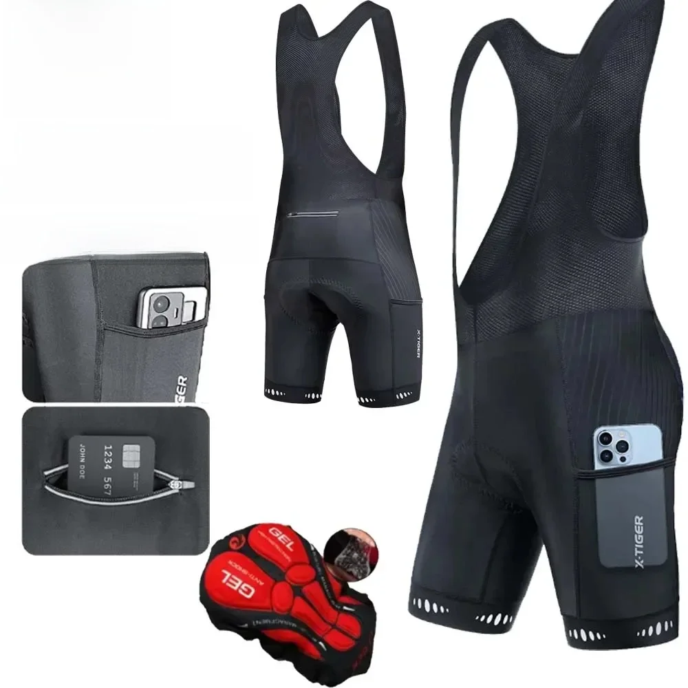 AliExpress X-TIGER Cycling Bib Shorts with Back Pocket Men Outdoor 5D Gel Padded Riding Bib Tights Bicycle Men's Cycling Clothing Mtb Short