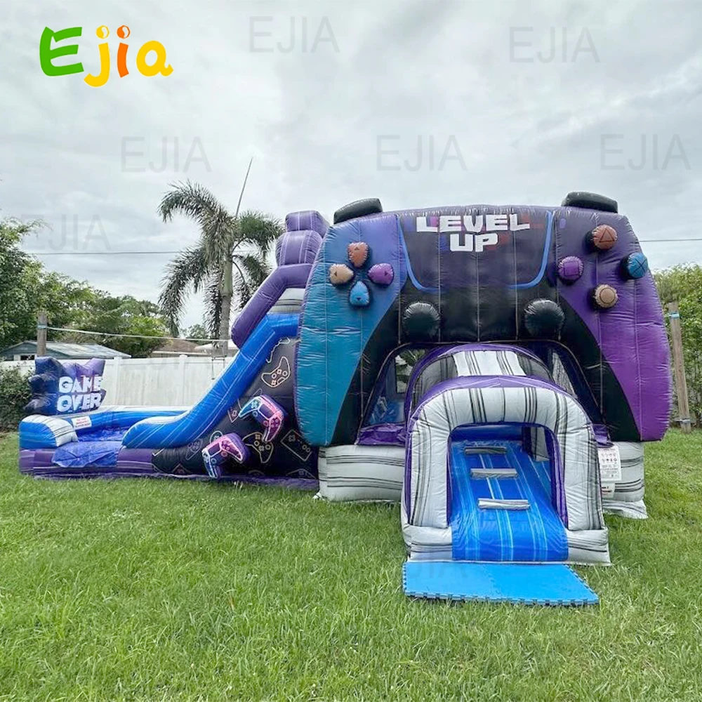 Casa de rebote inflable con temática de juegos de aventura de nivel grande de 26 pies/8M tobogán de agua Castillo de rebote de salto portátil para chico Pary