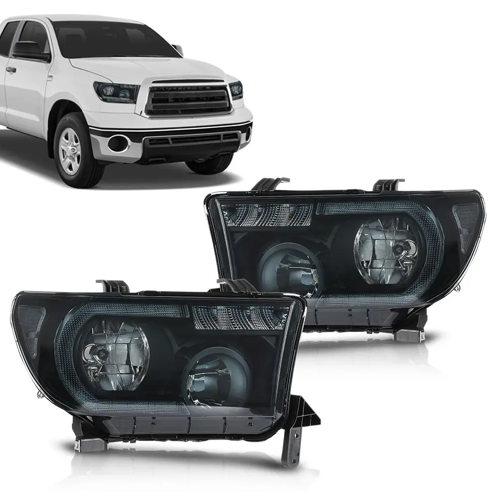 

Светодиодные фары с затемненными линзами для Toyota Tundra 2007-2013 и Sequoia 2008-2017, левая+правая сторона, сертифицированные DOT, прямая замена