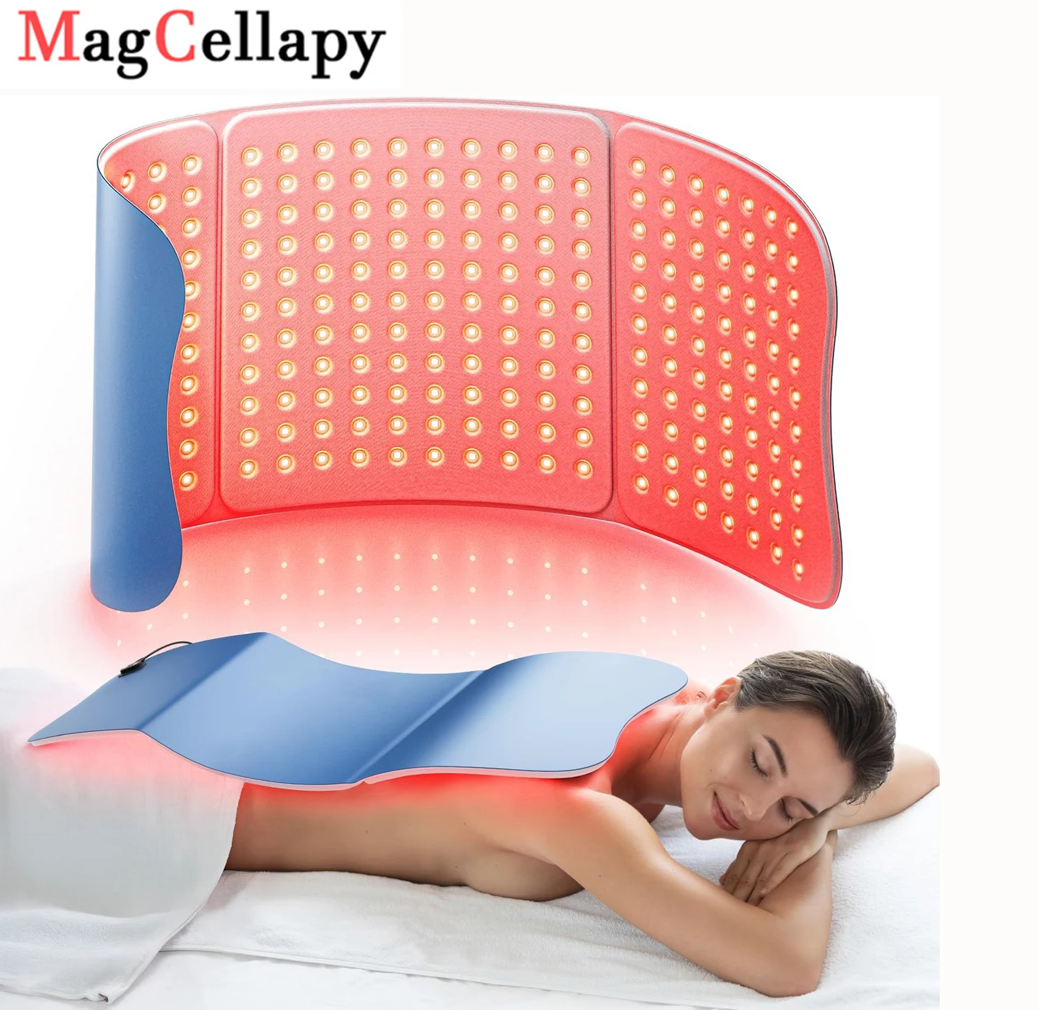 

Красный светотерапевтический массажный коврик с инфракрасным излучением 45 нм ℃ Горячий компресс 660/850 нм для облегчения боли, улучшения кровообращения, терапевтическая накладка для спины