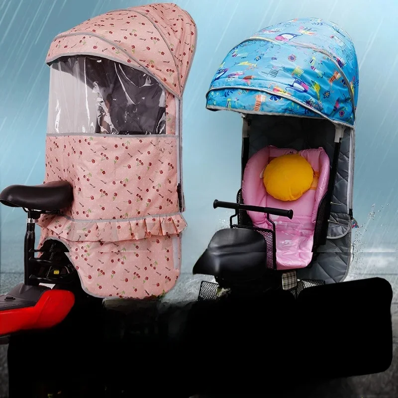AliExpress NONE Electric bike child seat canopy bicycle rear-mounted universal windproof rainproof awning bicycle baby seat warm cotton canopy