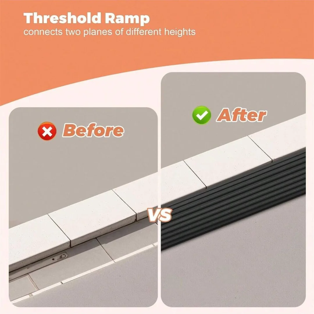 1 قطعة 0.9 متر × 5 سنتيمتر متعددة الأغراض المنحدر حصيرة عتبة الباب منحدر- ذاتية اللصق ، متينة ، غير قابلة للانزلاق ، مناسبة للمكانس الروبوتية