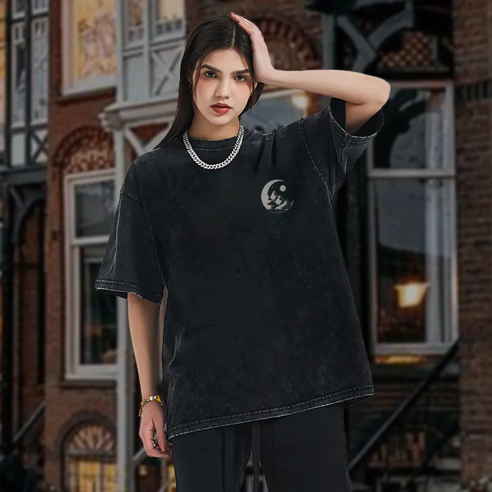 

Graphic Tees Men Women Short Sleeve Cartoon Washed Round Neck New Print T Shirt Casual Tee