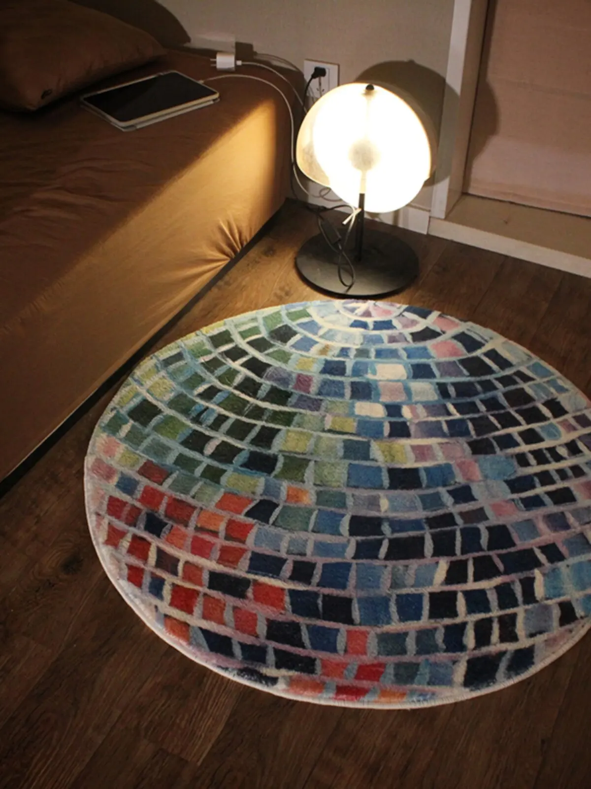 Vintage Disco Ball Pattern Living Room Carpet Soft Faux Cashmere Floor Mat Retro Aesthetic Room Decor Area Rug