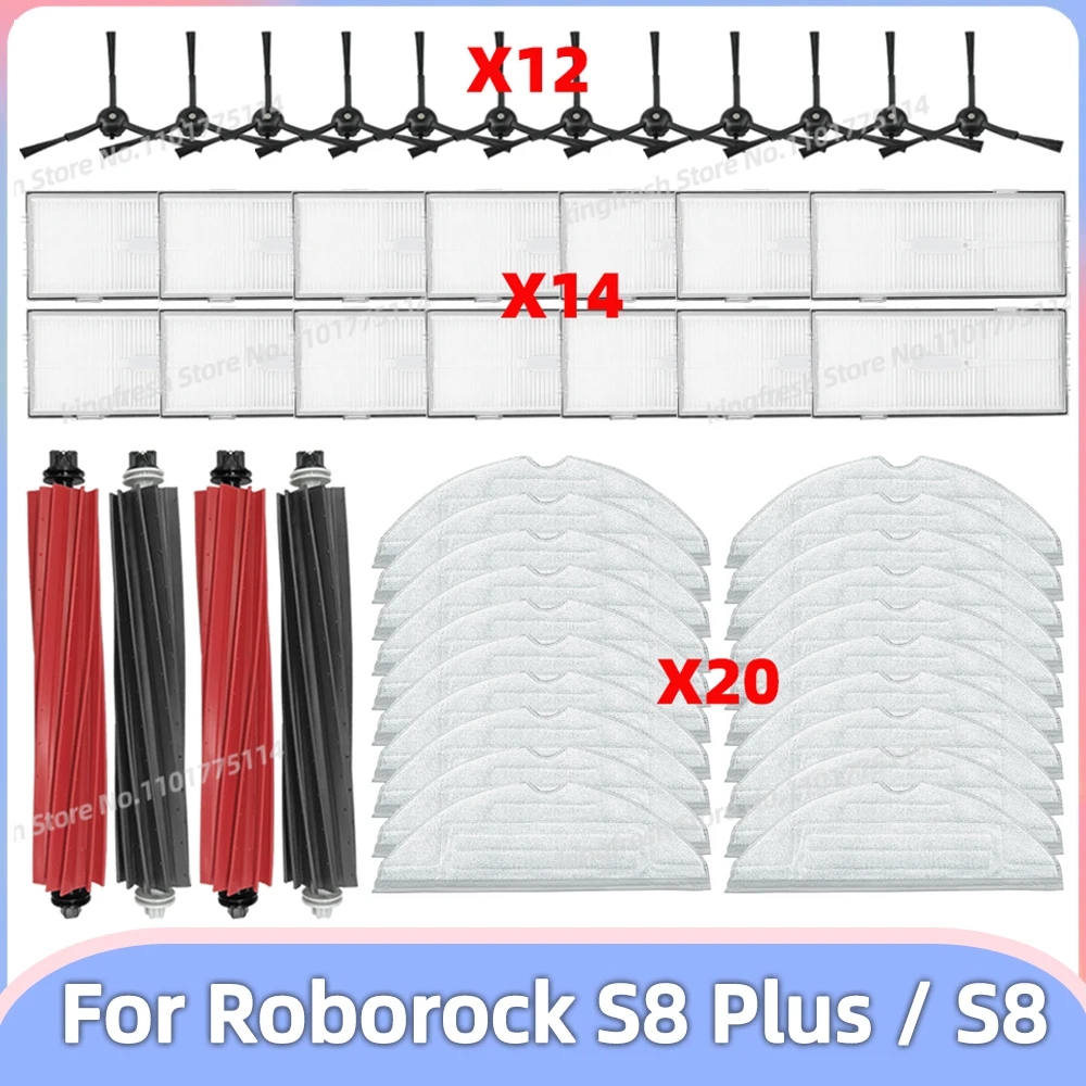 Fit For Roborock S8 / S8+ Plus Vacuum Parts Main Roller Side Brush Guard Hepa Filter Mop Cloth Replacement Accessories