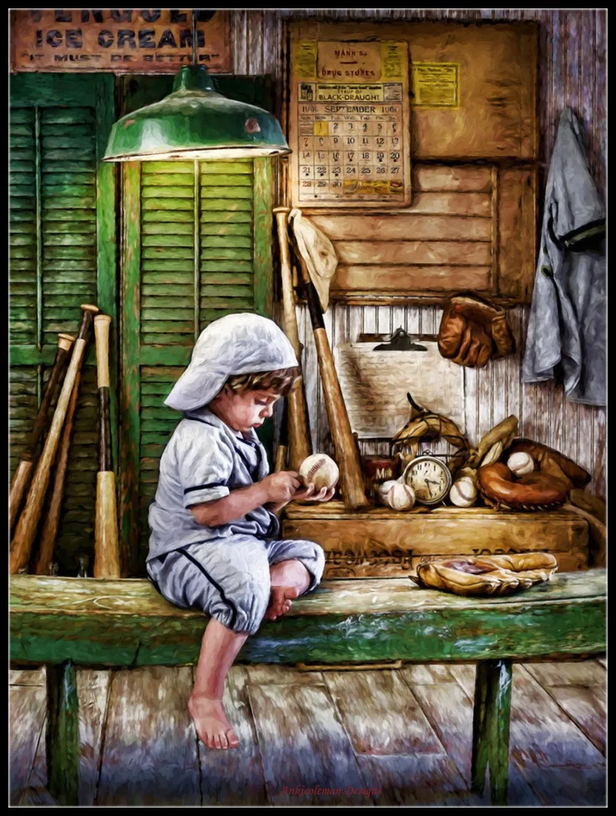 

Vintage Baseball - Counted Cross Stitch Kits - DIY Handmade Needlework Embroidery 14 CT Aida Sets DMC Color